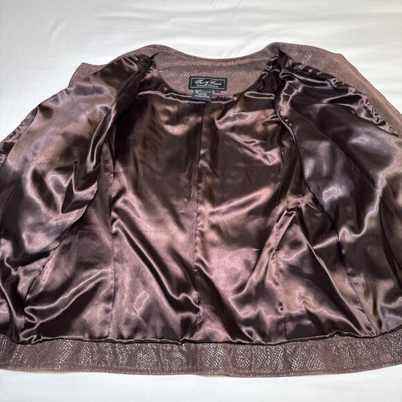 Terry Lewis Leather Jacket Womens 1X Brown Shiny Animal Print Classic Luxuries - Picture 11 of 13
